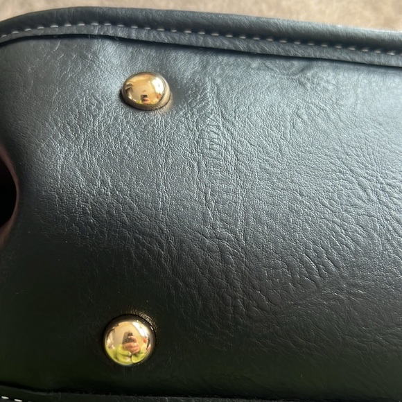 Adorable Black Vegan Leather Shoulder Bag W/Heart Patterned Strap & Black Strap - Picture 9 of 10